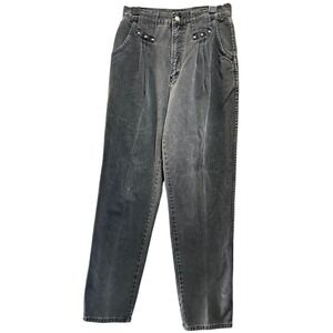 Vintage Kayo Women's Sz 11 (30x32) Bare Back Acid Wash Black‎ Denim Jeans USA